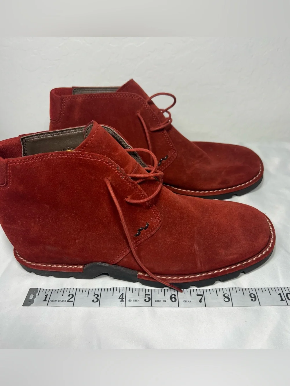 Cole Haan Country Waterproof Red Suede Chukka Boots Men’s Size 9B Narrow Lace Up